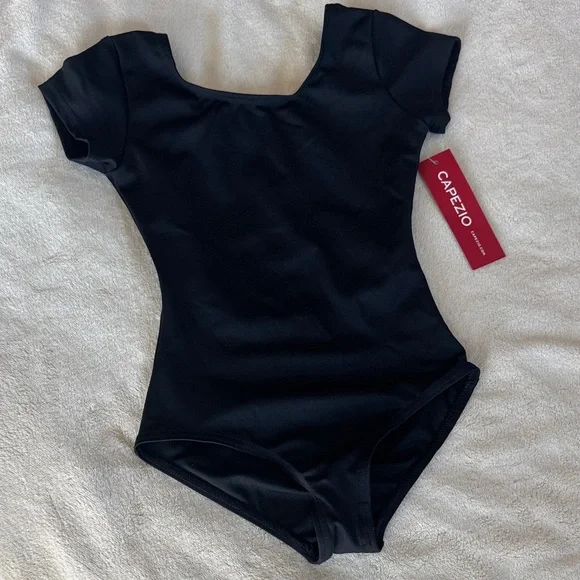 Capezio Black Short Sleeve Dance Leotard for Kids - Picture 1 of 4